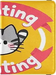 [Amooorous] Fighting Cartoon Cute Cat Leather decorative Passport and Vaccine Card Holder Combo Vaccine Card Holder Cover Combo Passport Holder Waterproof, fighting cartoon cute cat, 1 size