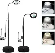 Mfancy 10X Magnifying Glass with 72 LED Lights, Adjustable Color Temperature & Dimmable Lighted Magnifier, Flexible Gooseneck Floor Lamp for Reading, Crafts, Close Work.