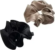 AUTSUPPL Elegant Women Hair Ropes 2 Pack Satin Hair Scrunchies Hair Ties for Girls Ponytail Holders Set