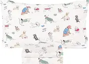 Scientific Sleep Puppy Dog 100% Cotton 3 Pcs Twin Bed Sheet Set Kids Toddler Teen, Flat Sheet & Fitted Sheet & Pillowcase Kids Bedding Set (Dogs)
