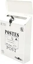 KALLORY Box Iron Suggestion Box Vintage Lockable Wall Mount Residential Antique Indoor Key Name White