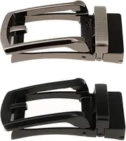 [Generic] 2 Pieces Automatic Ratchet Buckle Only - Fit for 3-3.15cm Leather Belt Strap - Black/Deep Gray