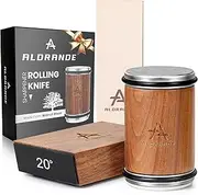 Aldrande Rolling Knife Sharpener Tool - Knife Sharpening with Diamonds and Ceramic for Steel of Any Hardness - Knife Sharpener Kit with 15 & 20 Degree Magnetic Angle for Knives - Leather Strop