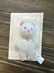 Russ Baby White Bear Soft Rattle 4” Plush It’s A Girl 3669 B