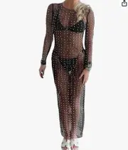 Skinny Dress Summer Sheer Mesh Bikini Coverup