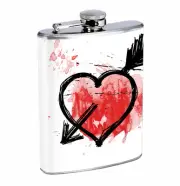 Arrow Through The Heart 01R Flask 8oz Stainless Steel Hip Drinking Whiskey