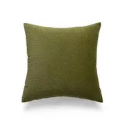 Anyhouz Pillowcase Olive Green Quilted Stitched Grid Plush Throw Cushion Cover