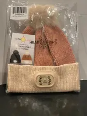 Headlightz by ROQ Innovation - Beanie Hat with LED Light - Blush/Cream