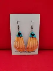 Vintage Shell And Turquoise Indian Handcrafted Earrings From Akta Lakota Museum