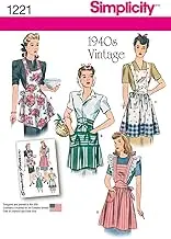 Simplicity 1221 Misses' Sewing Pattern Vintage Aprons, S-M-L