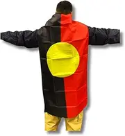 Australian Indigenous Aboriginal Body Flag, Flag Cape Cloak Costume, Wearable Flag with Sleeves Classic Flag, 2 Different Wearing Methods, Double Stitched, Lightweight, Bright & Vivid Colors