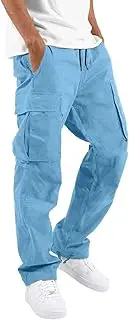 [Generic] Work Cargo Pants for Men Lightweight Hiking Pants Straight Leg Elastic Waist Outdoor Athletic Causal Joggers Trousers