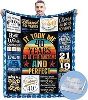 Budalagong 40th Birthday Gifts for Men, Mens 40th Birthday Gift Blanket with Gift Box, 40 Year Old Gifts for Men, Birthday Gifts for 40 Year Old Men, 40th Birthday Decorations for Men