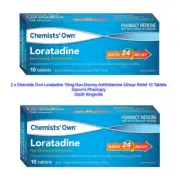 2 x Chemists Own Loratadine 10mg Non-Drowsy Antihistamine 24hr Relief 10 Tablets