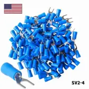 Blue Fork Spade Terminals 16-14 Gauge #8 Vinyl Insulated Crimp Wire Connectors
