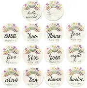 TOYANDONA Wooden Monthly Milestone Cards 14pcs Baby Milestone Set Baby Accessories Photo Prop Kit