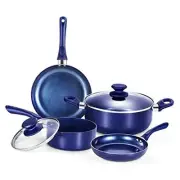 6 Pieces Pots and Pans Set,Aluminum Cookware Set, Nonstick Ceramic Blue
