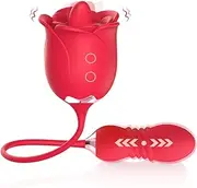 Rose Toy Vibrator for Woman,3 in 1 Clitoral Stimulator Tongue Licking Vibrator with Thrusting Vibrating Egg,G Spot Adult Sex Toy,Clitoral Vibrator Dildo Stimulator with 10 Modes