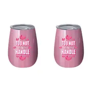 2x Too Hot To Handle 360ml S/S Vacuum Insulated Tumbler Double Walled Drink Mug
