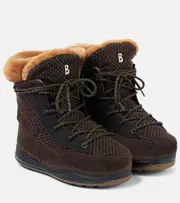 [Bogner] Bogner Verbier shearling-trimmed suede ankle boots AU 9 brown