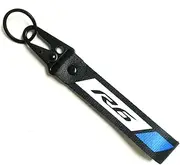 Motorcycle Metal Key Holder Chain Tag With Stamp Logo Nylon Rope Compatible With Yamaha YZF R6 YZFR6 636, Black