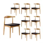 Henrik 8pc Set Dining Chair Replica Hans Wegner Elbow Solid Ash Timber Natural