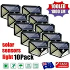 8X Solar Power 100LED Light PIR Motion Sensor Outdoor Garden Wall Security Lamp