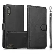 iPhone 14 /13 /12 /11 Plus Pro Max Case, Detachable Magnetic Leather Wallet TPU Case, Black - iPhone 14