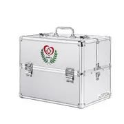 Portable Cross Shoulder Multi Foldable Layers First Aid Box Emergency Medicine Case With Child Safe Lock For Home Travel Workplace Silver 18-inch (...