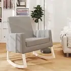 Rocking Chair Light Grey Fabric Comfortable Modern Furniture Home Decor 29415