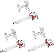[LIFKOME] Christmas Tie Clip Christmas Tie for Men Mini Santa Claus Clips Gold Tie Clip Engraved Tie Clip Personalised Tie Clip Christmas Dad Clip on Tie Male Suit Clips Alloy