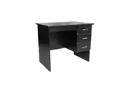 Design Square Modern Office Writing Study Computer Desk Table 120cm W/ 3-Drawers - Black