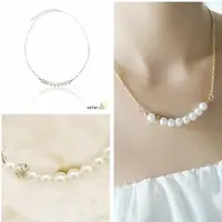 在飛比找momo購物網優惠-【梨花HaNA】韓國串珍珠鑲水鑽球一字項鍊