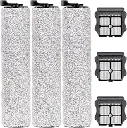 (6 Pack) Floor One S3 Replacement Brush Rollers and HEPA Filters Compatible with Tineco Floor One S3/ iFloor 3, Cordless Wet Dry Vacuum Cleaner, 3 Brush Rollers, 3 HEPA Filters, Accessories Kit