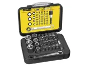 Stanley Tools - Bit & Socket Set of 39 + Ratchet End Metric 1/4 Drive - 1-13-907