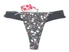 NEW Cotton Club Sheer Mesh Ribbon Floral Thong Black Ladies Sz 16 RRP$110