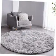 Tie-Dyed Light Grey Round Rug Ultra-Soft Plush Modern 7x7 Feet Tie-dyed Grey