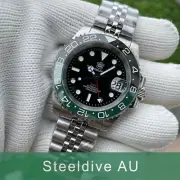 Steeldive SD1993, GMT, "G-Master", Sprite, NH34, Sapphire, Lume, 300m Diver,BNIB