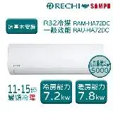 【聲寶瑞智RECHI】 HA系列 11-15坪 一級變頻冷暖分離式冷氣 RAM-HA72DC/RAU-HA72DC