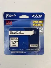Brother Genuine P-Touch TZe-231 2 Pack Tape TZE2312PK Black Print White Tape New