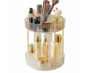 360 Rotating Makeup Organiser, Premium Makeup and Jewellery Cosmetic Organiser Skincare Perfume Lipstick Organiser, Acrylic Cosmetic Organiser /White