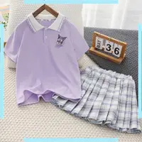 在飛比找蝦皮購物優惠-女童夏季洋氣套裝 新款 庫洛米學院短袖T恤 百褶裙子 jk兩