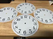 Set of 4 Clock Dials Arabic Numerals Round white Metal 8" Time Ring 7"