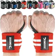 DMoose Wrist Wraps, Avoid Injury and Maximize Grip with Thumb Loop, 18" or 12" Gym Straps Pair, Wrist Straps for WeightLifting, Powerlifting, Bench Press, Bodybuilding, Deadlift Straps for Men & Women