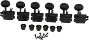 Tadill 6 Pieces Vintage Split Shaft Guitar Tuning Pegs, Semi-Closed Tuning Pegs for Guitar, Professional Replacement Parts, Easy, Black