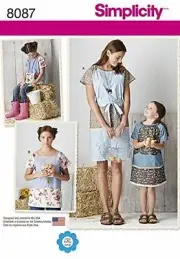Simplicity Sewing Pattern 8087 Miss Girls Patchwork Tops Dresses Size 3-8 XS-XL