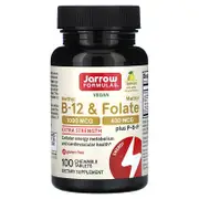Jarrow Formulas, Vegan Methyl B-12 & Methyl Folate, Extra Strength, Lemon, 100 Chewable Tablets