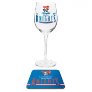 Newcastle Knights NRL Wine Champagne Drink Glass & Cork Coaster