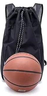 ANDRESLAD Outdoor Drawstring Backpack Durable Sackpack for Beach Gym and Travel Storage Capacity with Easy Open for Hiking Cycling More Black