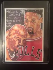 Michael Jordan Flu Game Scottie Pippen Sketch Card STICKER Print Artist TK